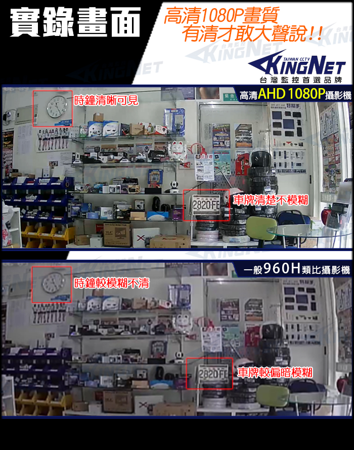 實錄畫面 80P畫質有清才敢大聲說!! TAIWAN CCTV台灣監控首選品牌時鐘清晰可見高清AHD 1080P攝影機清楚不模糊一般960H類比攝影機時鐘較模糊不清 較偏暗模糊